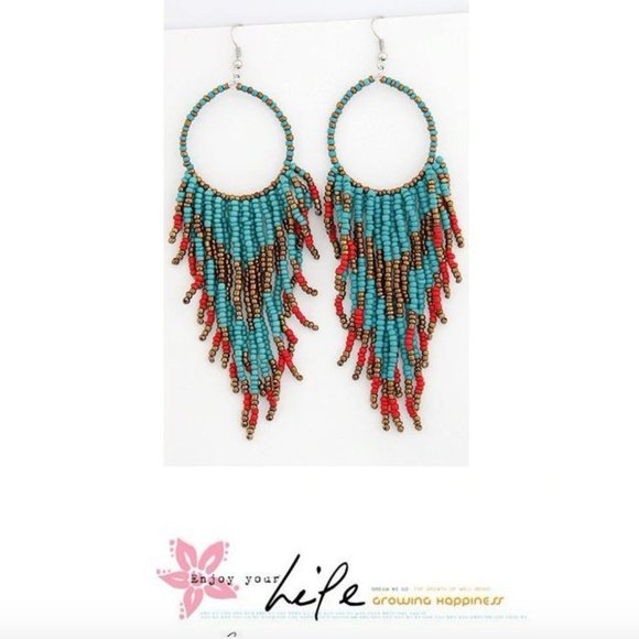 Bohemian Beads Tassel Earrings - Picture 9 of 11